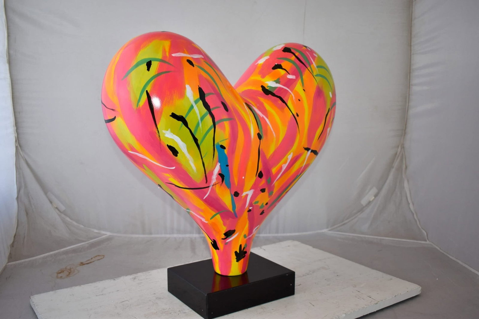 Eclectic Multicolor Heart 3D Statue on Black Base Size: 24" x 12" x 25"H - 8
