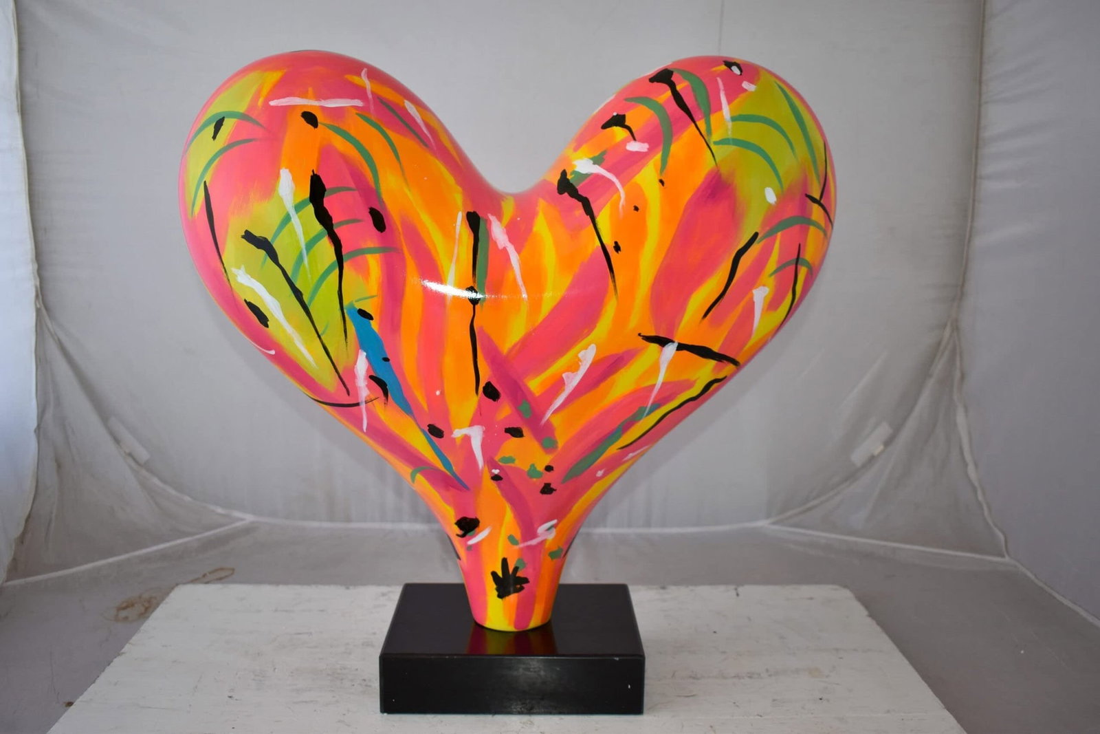 Eclectic Multicolor Heart 3D Statue on Black Base Size: 24" x 12" x 25"H - 9
