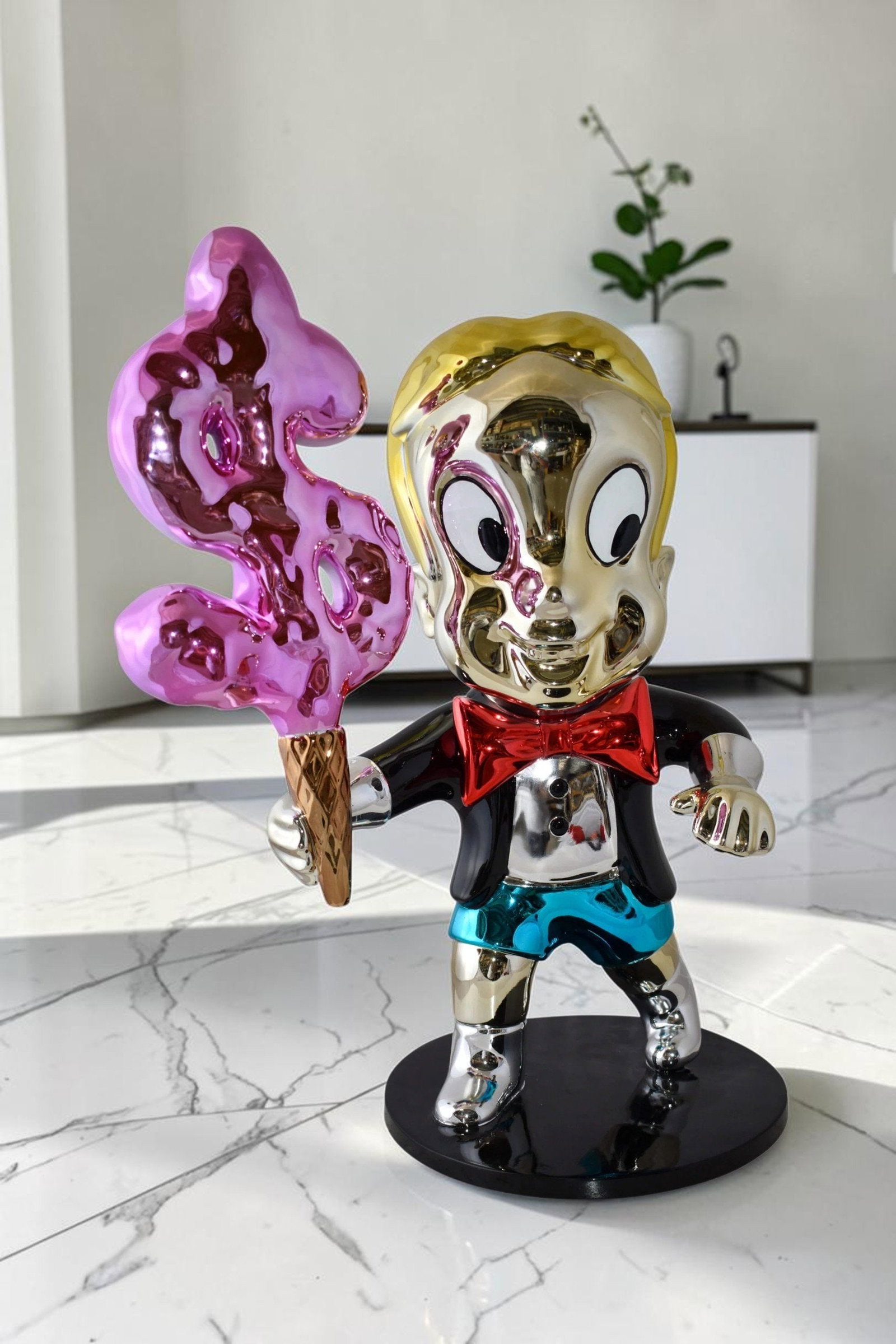 Cartoon Monopoly Boy with Money Cotton Candy Resin Statue Size: 15" x 24" x 31"H - 2