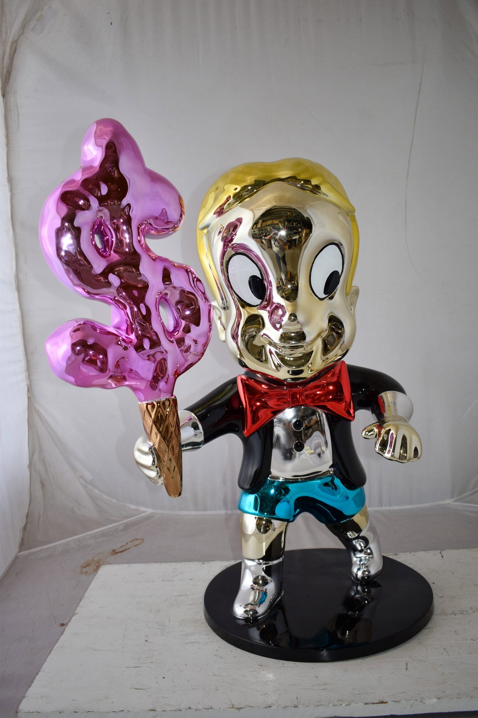 Cartoon Monopoly Boy with Money Cotton Candy Resin Statue Size: 15" x 24" x 31"H - 3