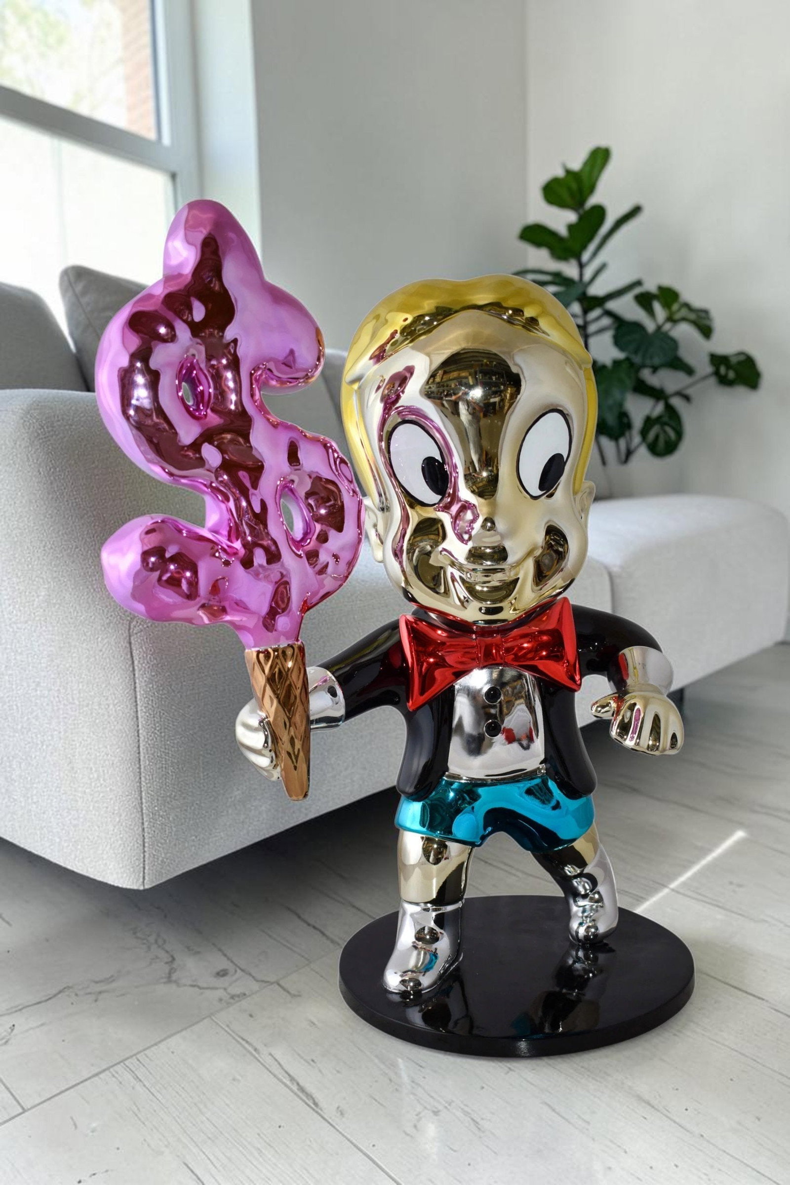Cartoon Monopoly Boy with Money Cotton Candy Resin Statue Size: 15" x 24" x 31"H - 4