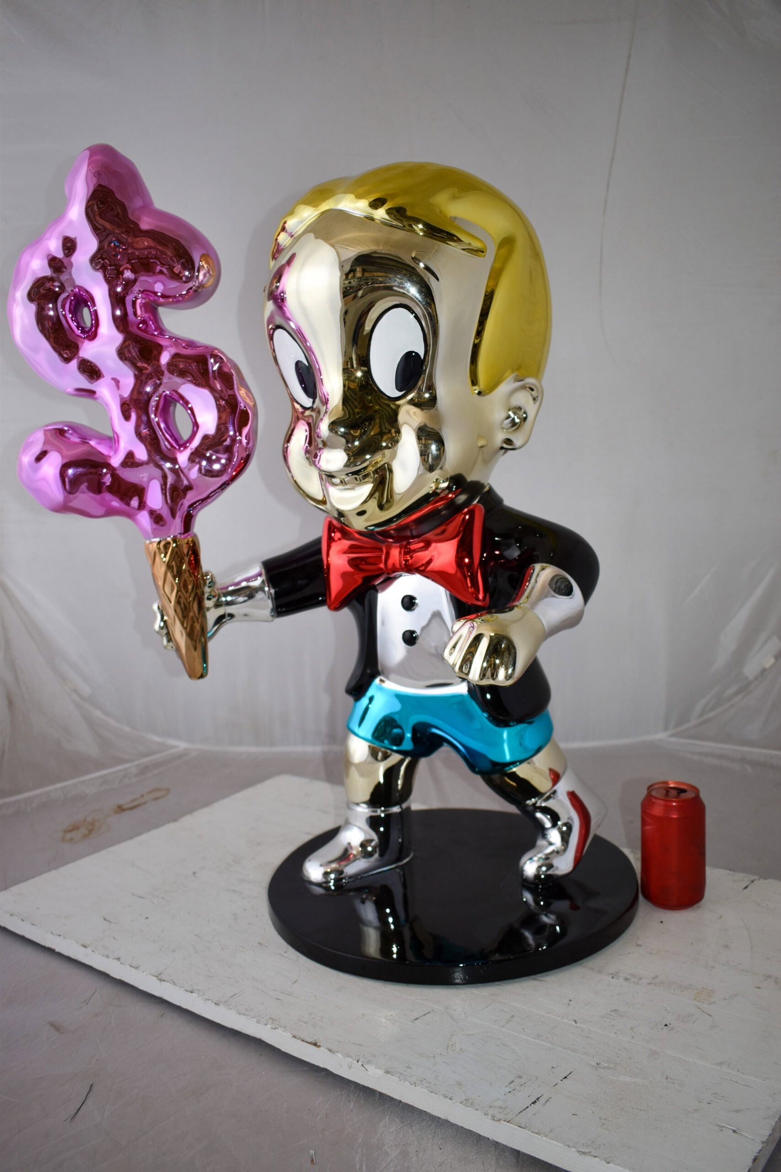 Cartoon Monopoly Boy with Money Cotton Candy Resin Statue Size: 15" x 24" x 31"H - 6