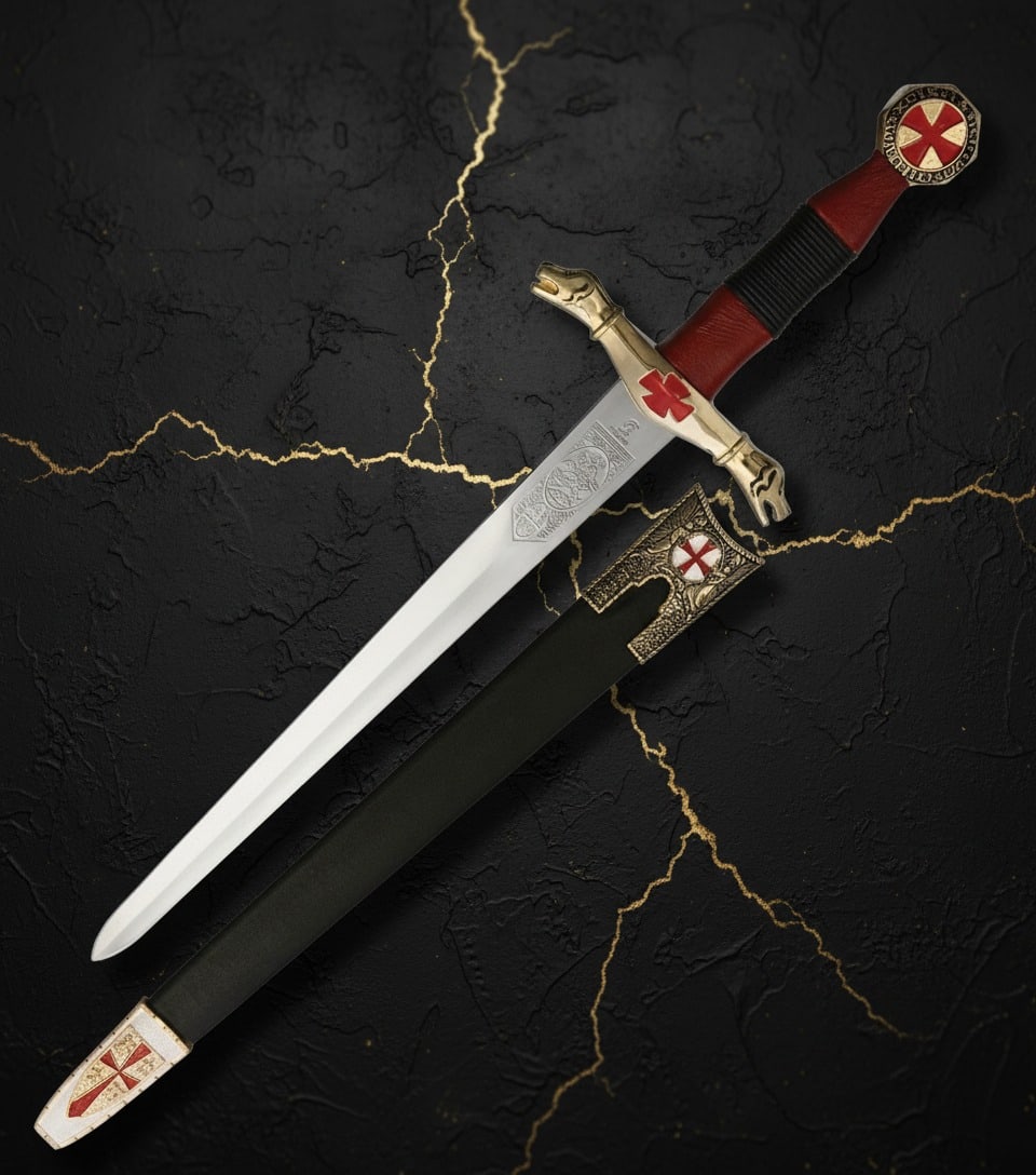 10.5" Decorative Fixed Blade Knife Stainless Steel Metal Handle Unsharpened: Title:10.5" Decorative Fixed Blade Knife Stainless Steel Metal Handle Unsharpened Description:This Heaven Knight dagger is a display piece featuring a decorative design. Overall length: 16.25 inches (
