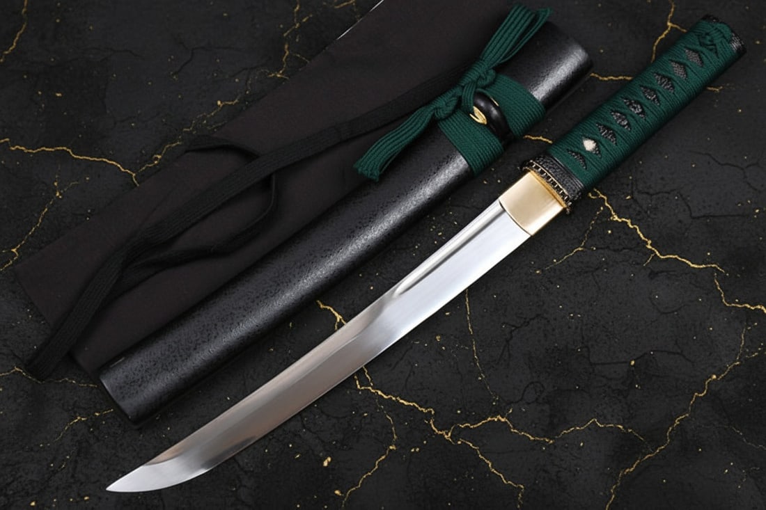 20" Handmade T10 Steel Tanto Short Sword Japanese Tactical Self-Defense Blade - 4