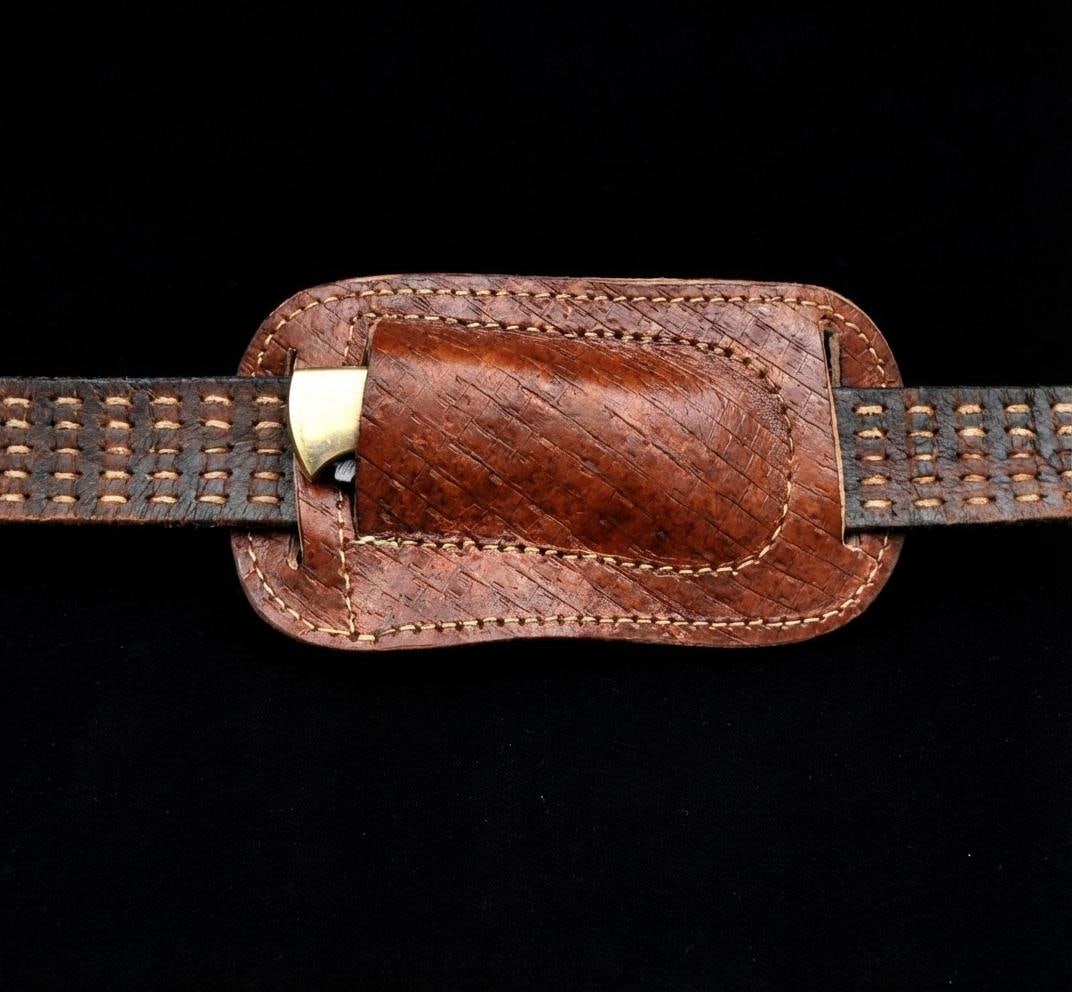 Handmade Engraved Leather Sheath for Folding Pocket Knife | Horizontal Carry (1 of 5)