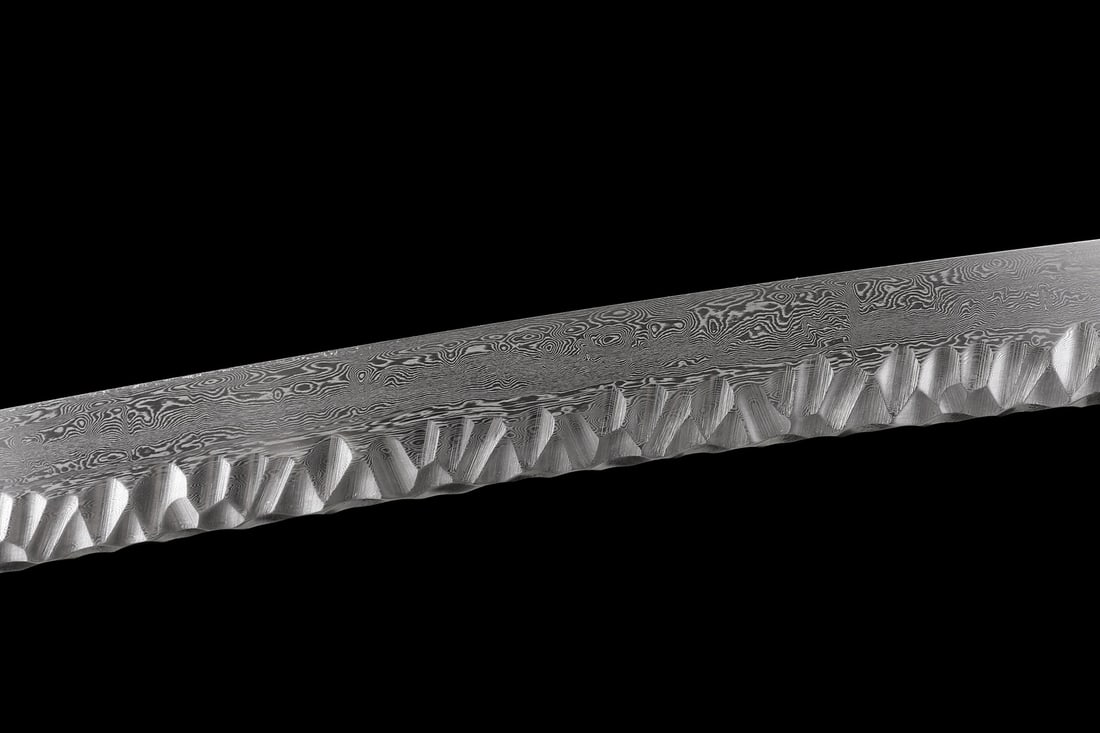 Hand-Forged Damascus Steel Katana Sharp Full Tang Samurai Sword Brass Tsuba - 10