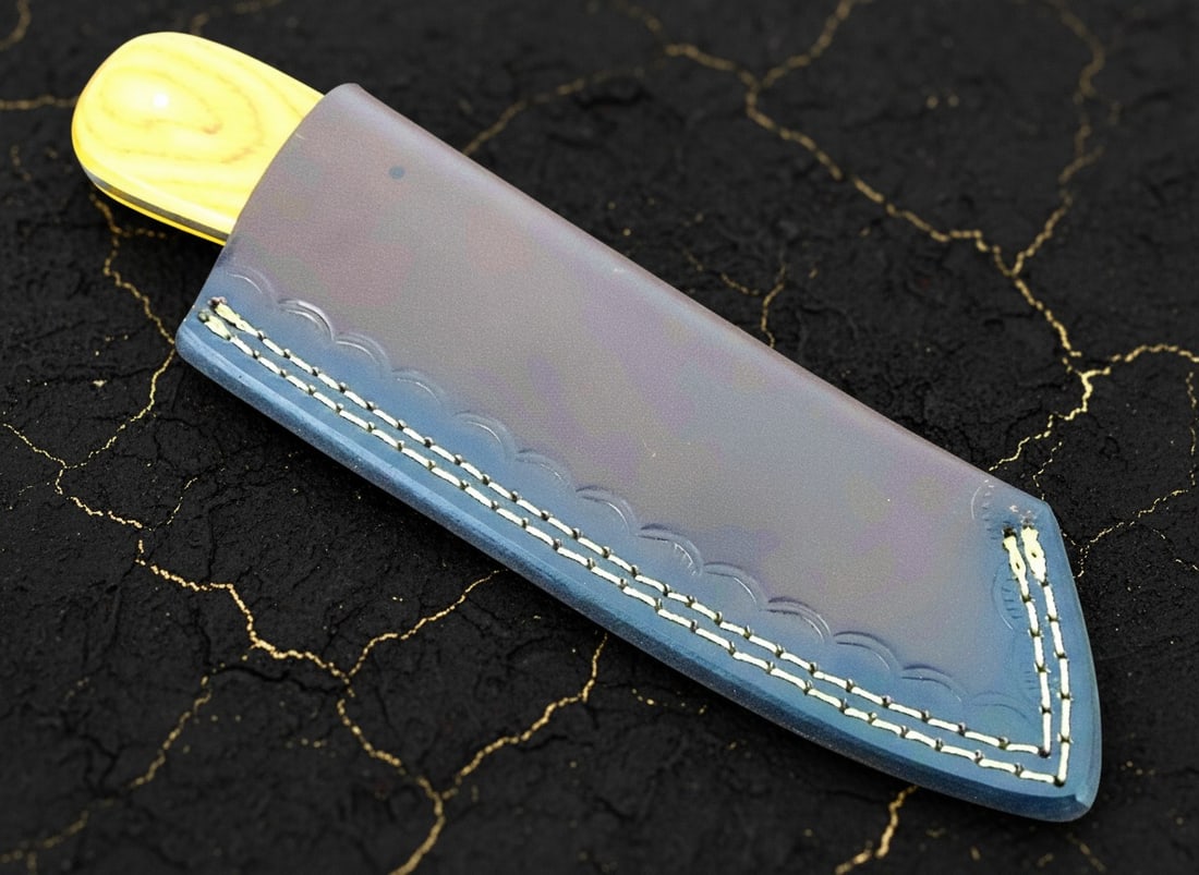 Hand-Forged Damascus Steel 8" Skinner Knife Raindrop Pattern Hunting Tool - 5
