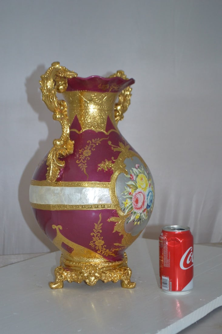 decoration Vase Gold and Pink - Size: 12"L x 9"W x 17"H. - 11