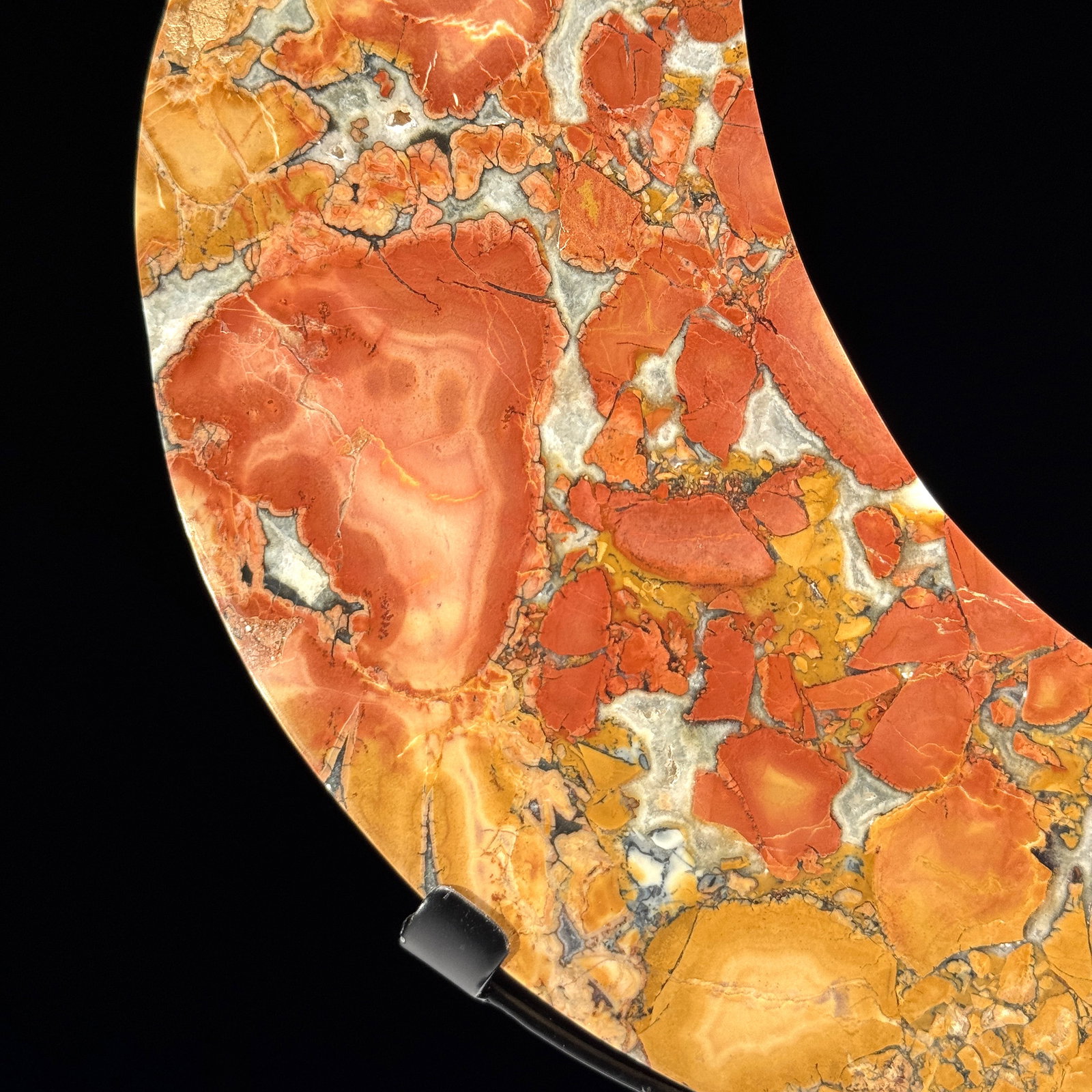Beautiful crystalized Maligano Jasper Crescent Moon on a custom stand - 3