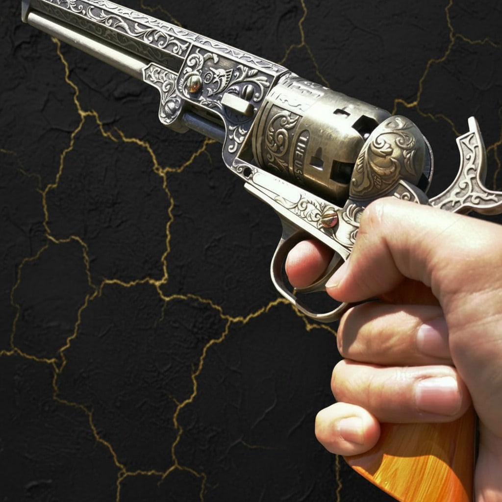 Vintage Style Western Outlaw Revolver Black Powder Prop Pistol - 4