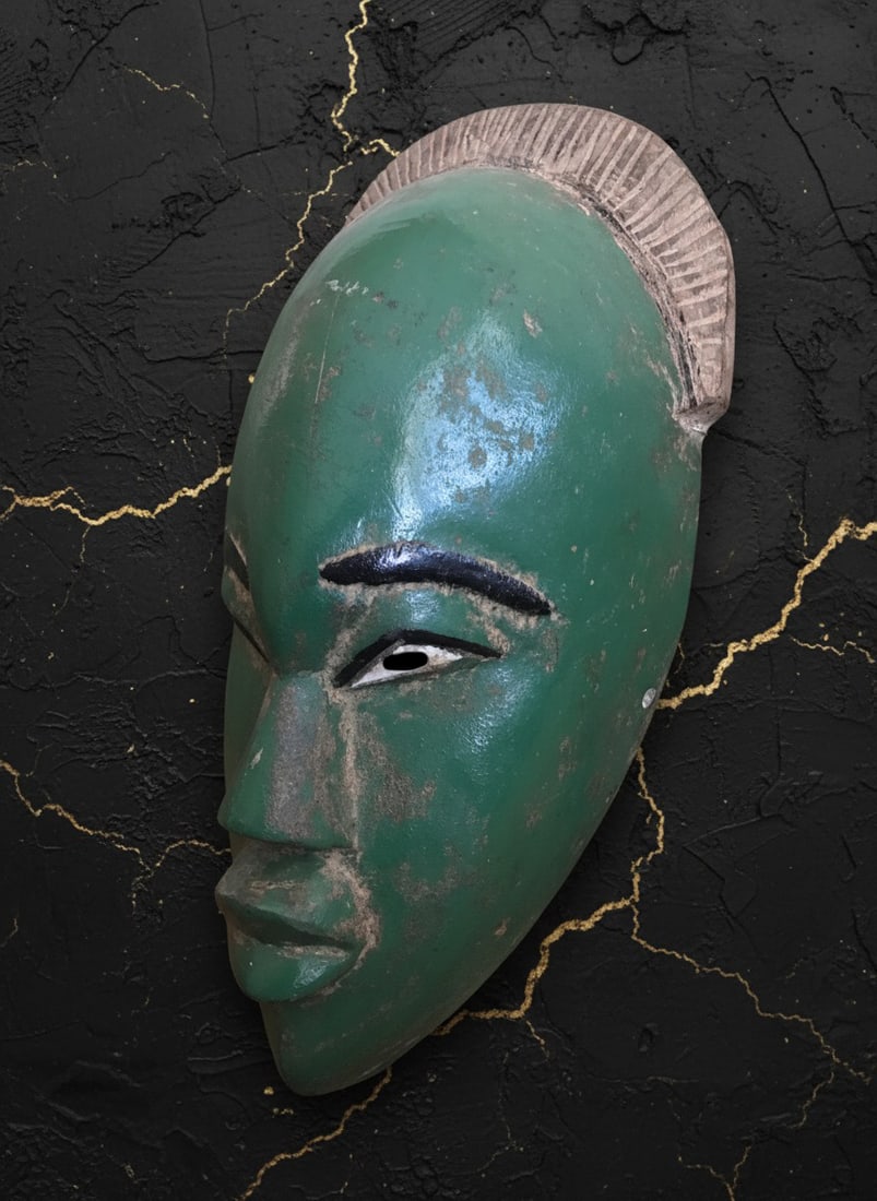 Hand Carved Wooden African Tribal Face Mask 13.5" Tall Vintage Decor - 2