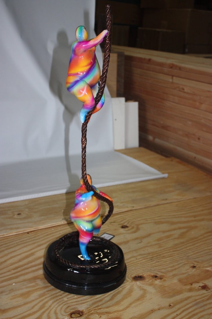 Two Fat Ladies Made of Bronze Climbing on Rope - 11