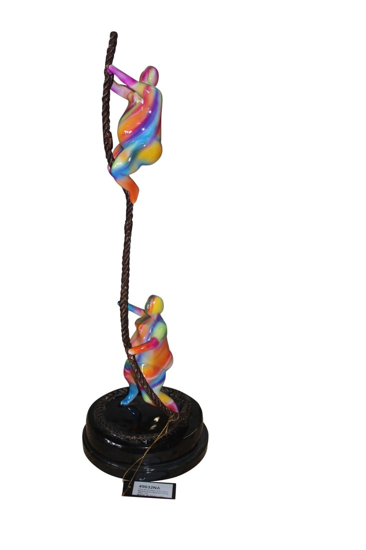 Two Fat Ladies Made of Bronze Climbing on Rope (1 of 12)