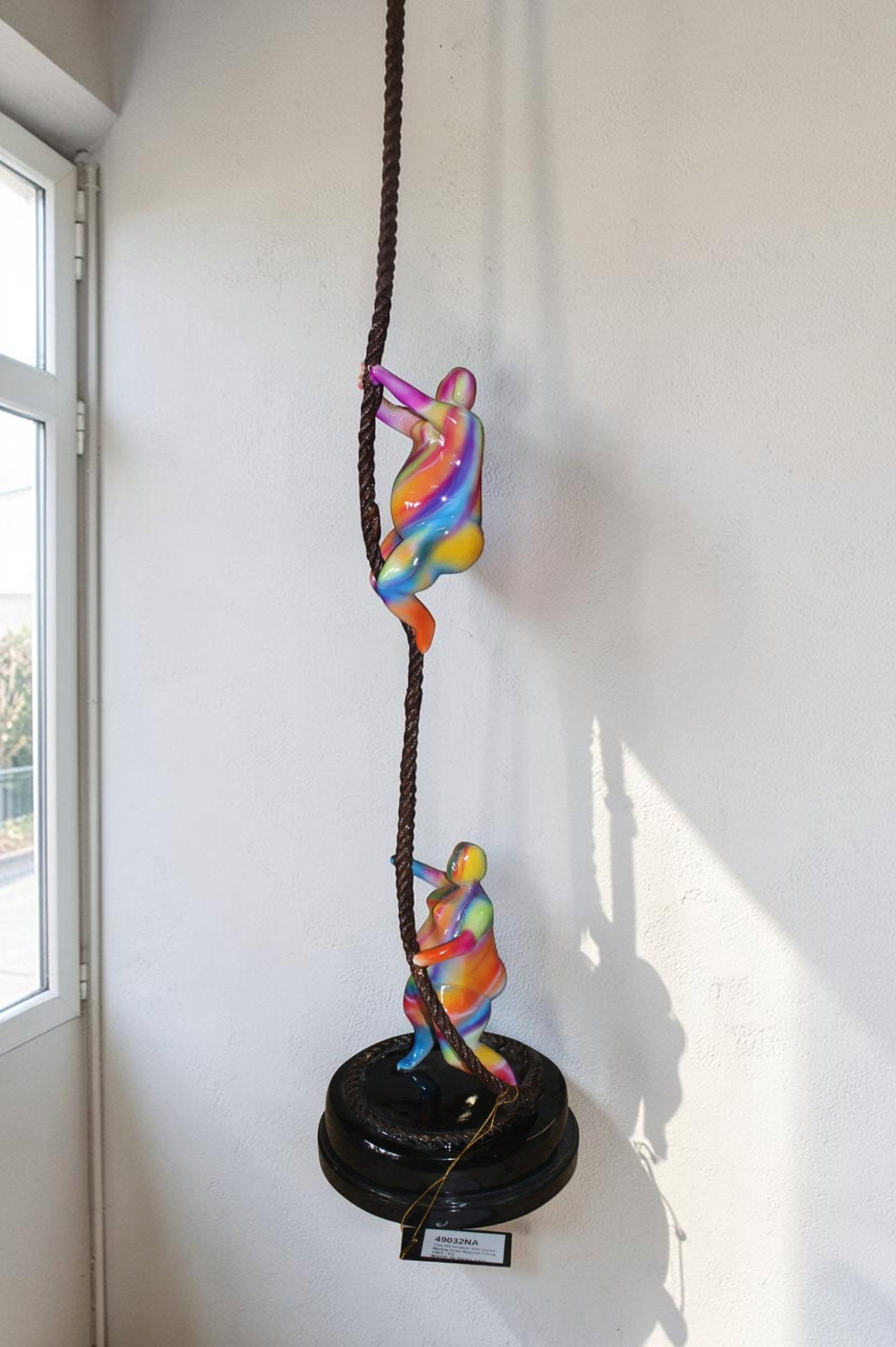 Two Fat Ladies Made of Bronze Climbing on Rope - 4