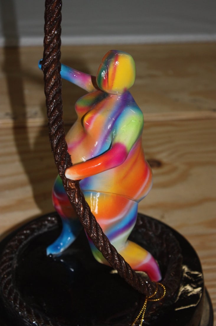 Two Fat Ladies Made of Bronze Climbing on Rope - 8