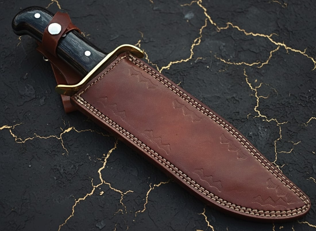 Hand-Forged Damascus Steel Bowie Knife Custom Traditional Fixed Blade - 5