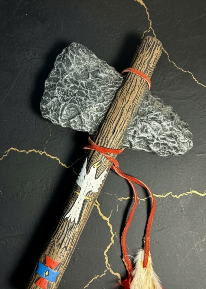 Handcrafted Tribal Style Ceramic Tomahawk Axe Decorative Stone Look Weapon - 4
