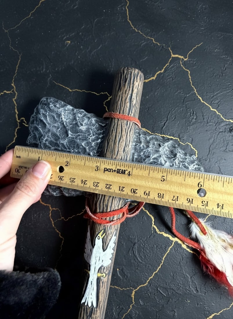 Handcrafted Tribal Style Ceramic Tomahawk Axe Decorative Stone Look Weapon - 7