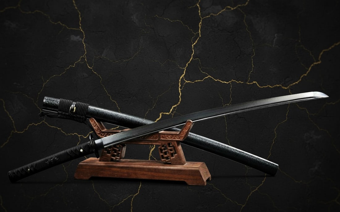 Hand-Forged Damascus Steel Full Tang Katana Sharp Black Samurai Sword - 2