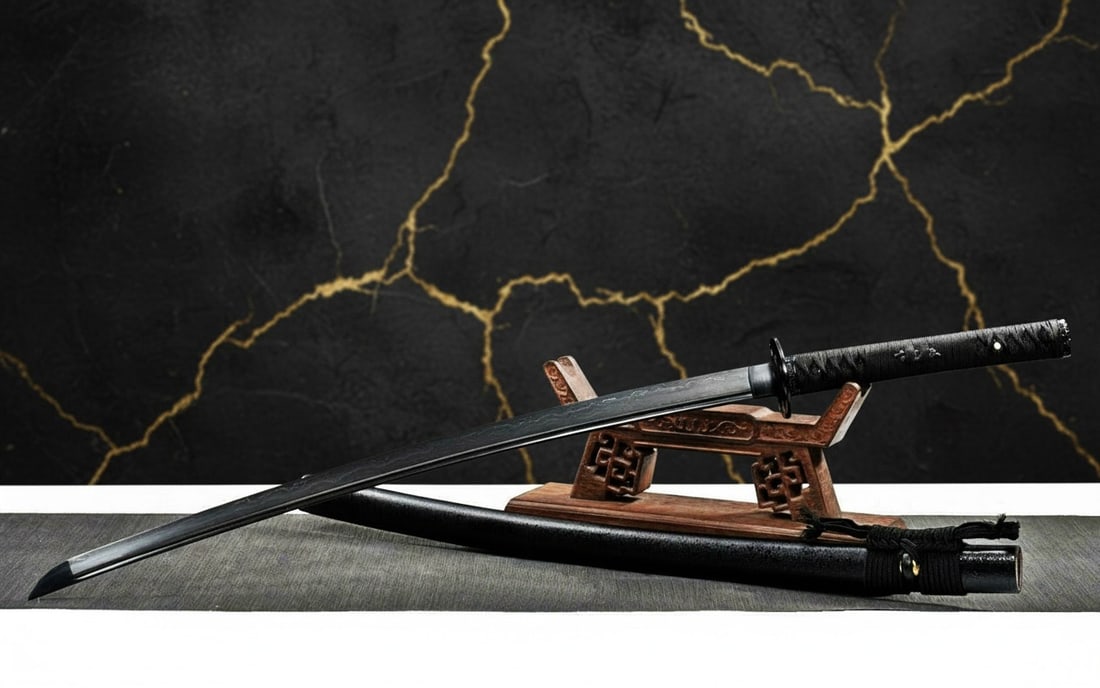 Hand-Forged Damascus Steel Full Tang Katana Sharp Black Samurai Sword - 3
