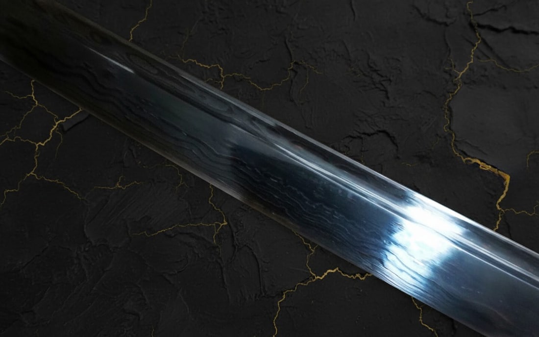Hand-Forged Damascus Steel Full Tang Katana Sharp Black Samurai Sword - 9