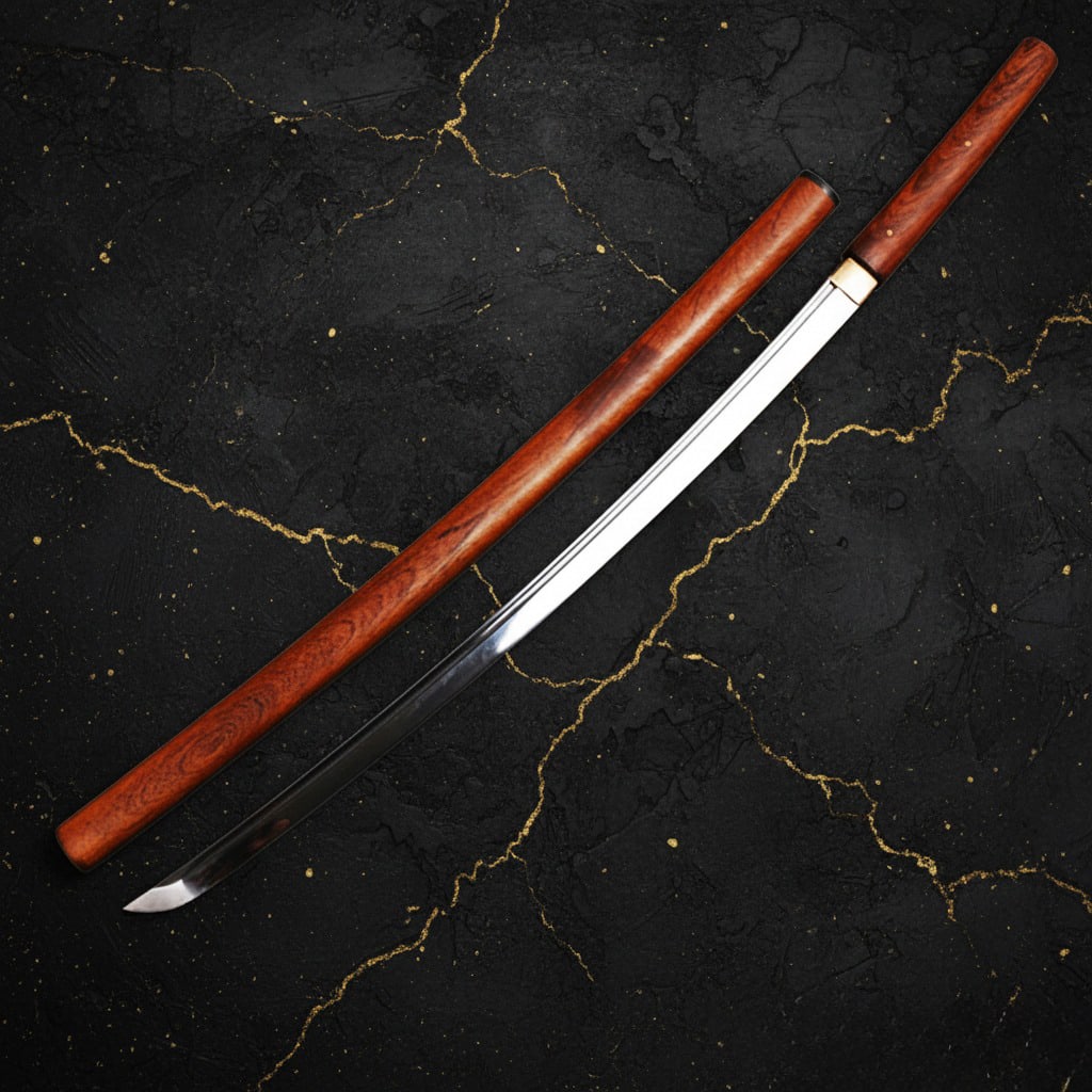 Hand-Forged T10 Steel Katana, Sharp Full Tang Samurai Sword, Rosewood Finish: Title:Hand-Forged T10 Steel Katana, Sharp Full Tang Samurai Sword, Rosewood Finish Description:This combat-ready Shirasaya Japanese katana is a fully hand-forged piece crafted in Longquan, China, util