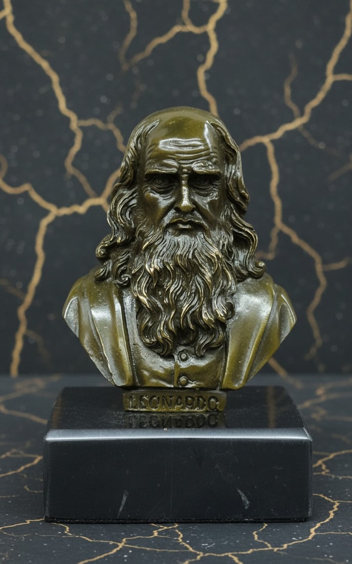 Leonardo da Vinci Bronze Bust Master Painter Sculpture Fisher Fine Art Decor (1 of 5)