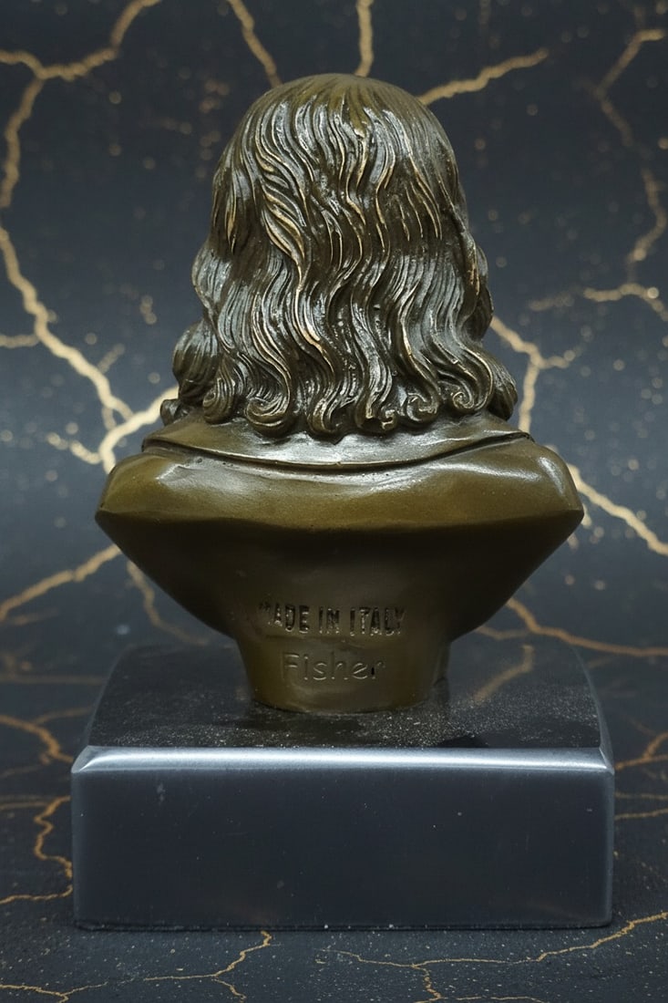 Leonardo da Vinci Bronze Bust Master Painter Sculpture Fisher Fine Art Decor - 4