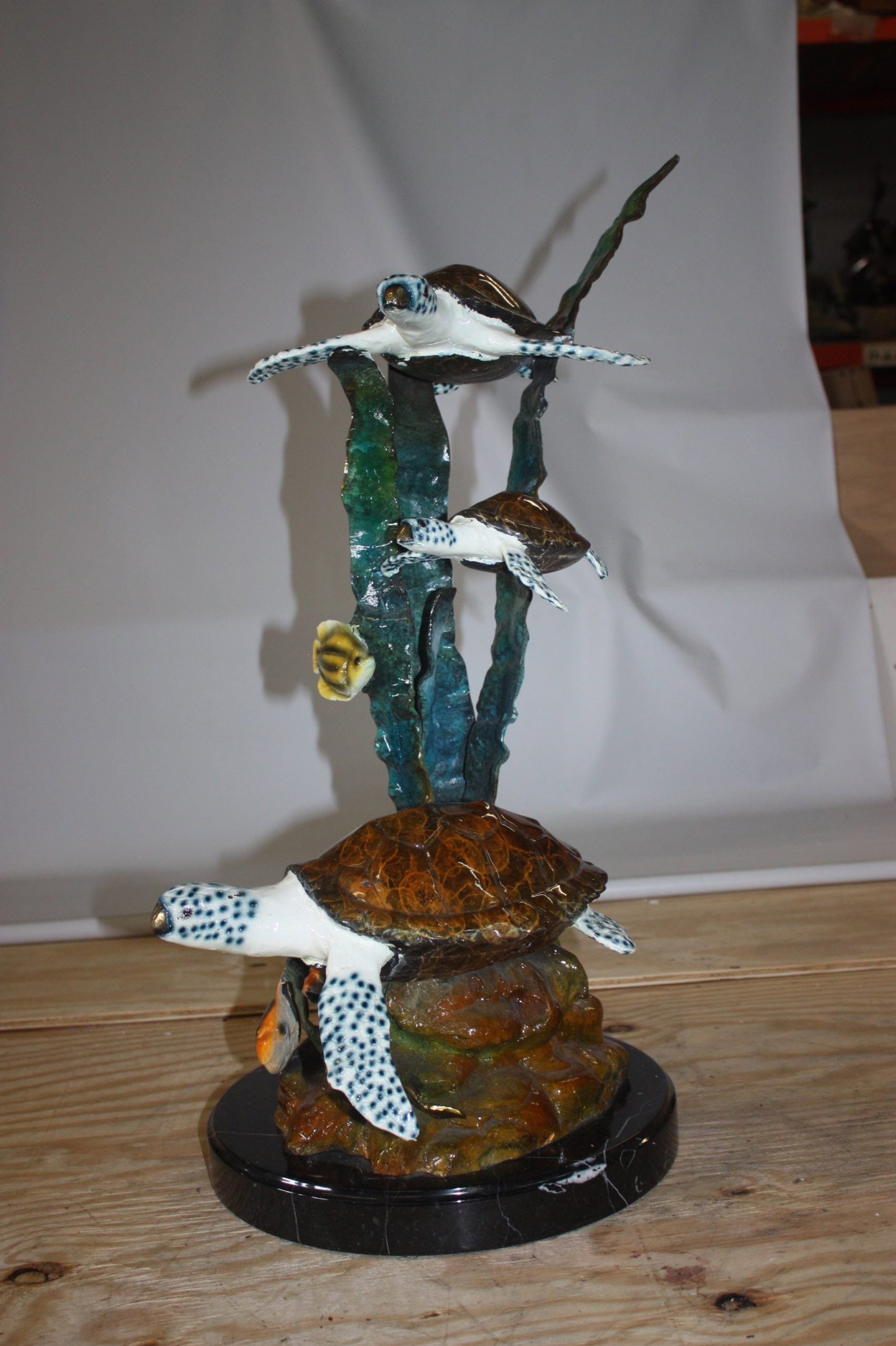 Three turtles - Bronze Statue - Size: 17"L x 12"W x 28"H. - 12