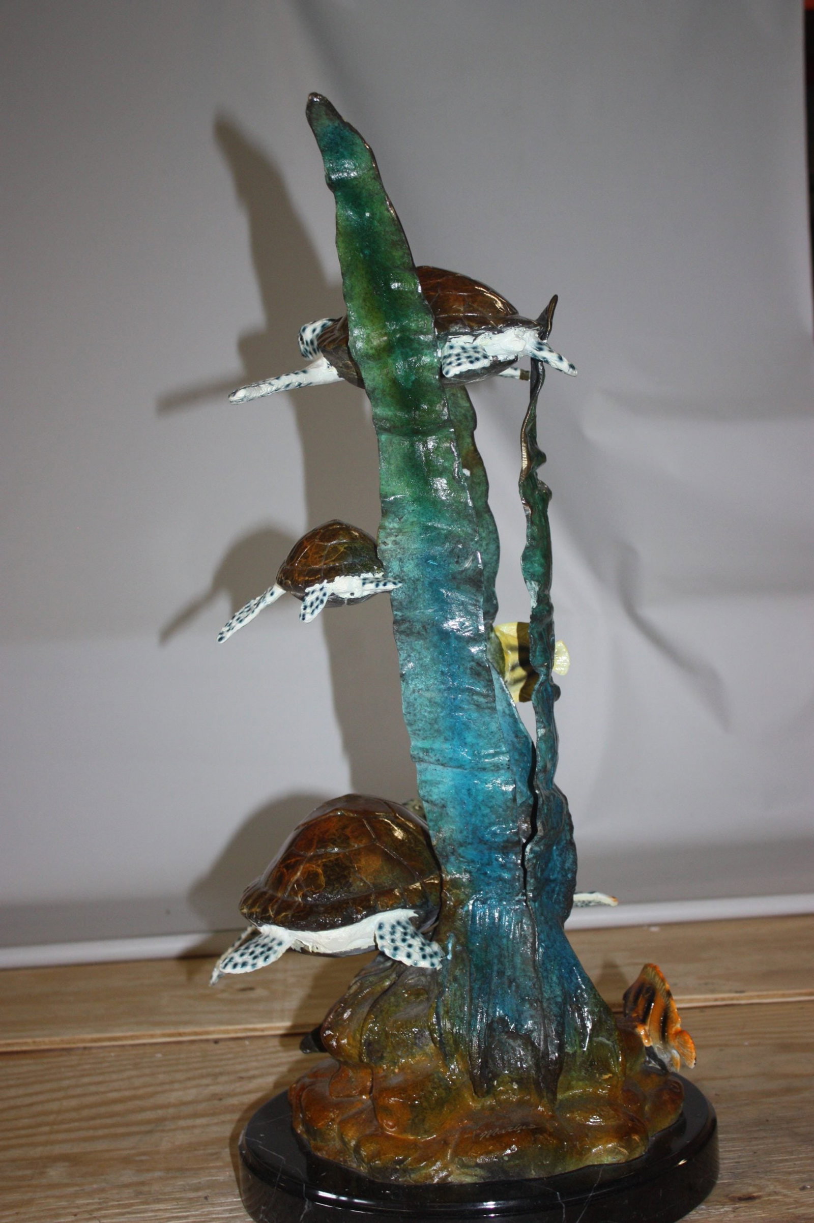 Three turtles - Bronze Statue - Size: 17"L x 12"W x 28"H. - 8