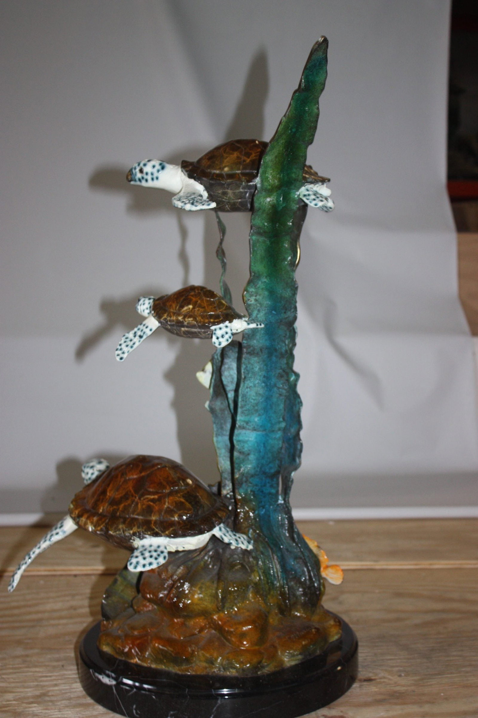 Three turtles - Bronze Statue - Size: 17"L x 12"W x 28"H. - 9