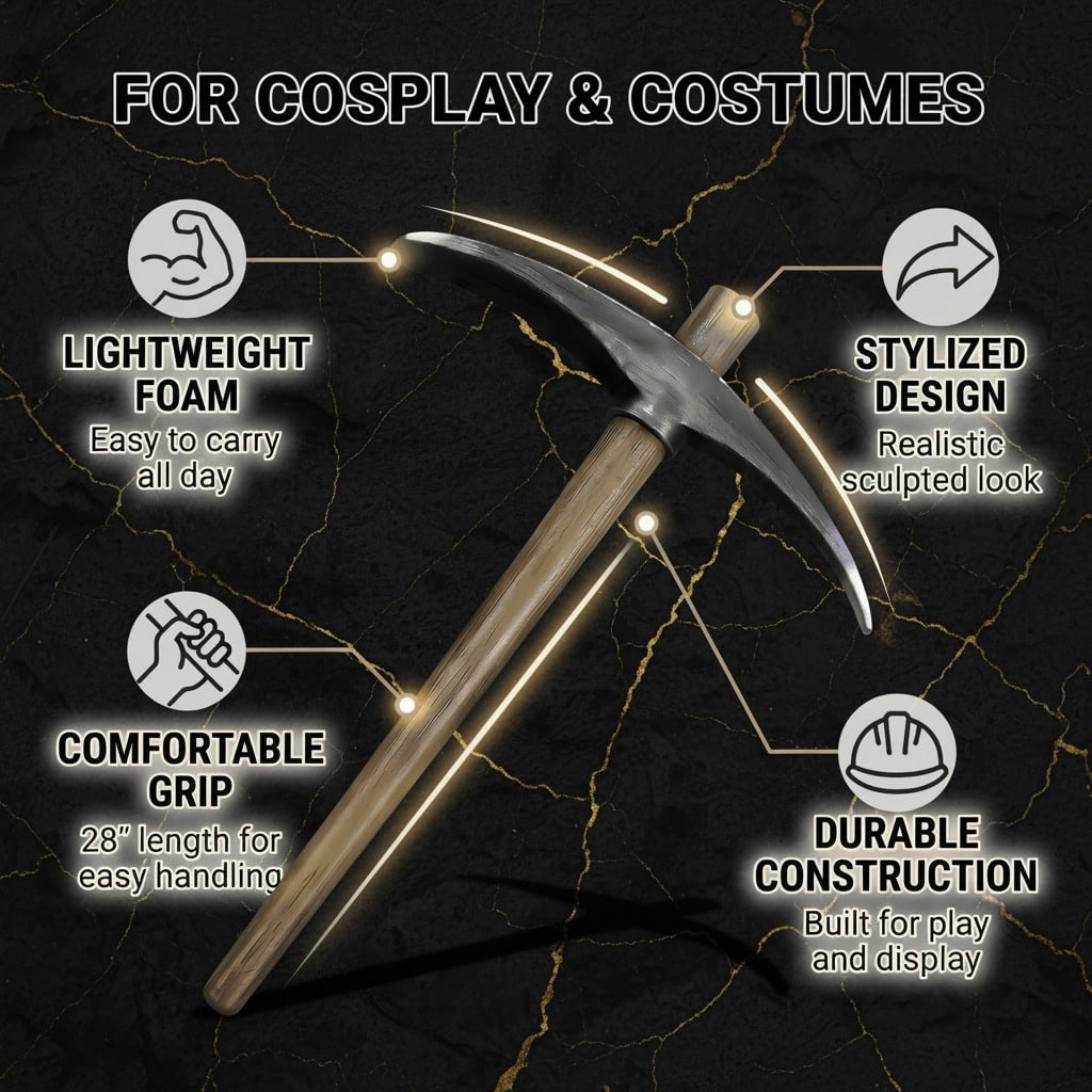 Foam Pickaxe Prop Tool High Density Halloween Cosplay Costume Accessory - 4