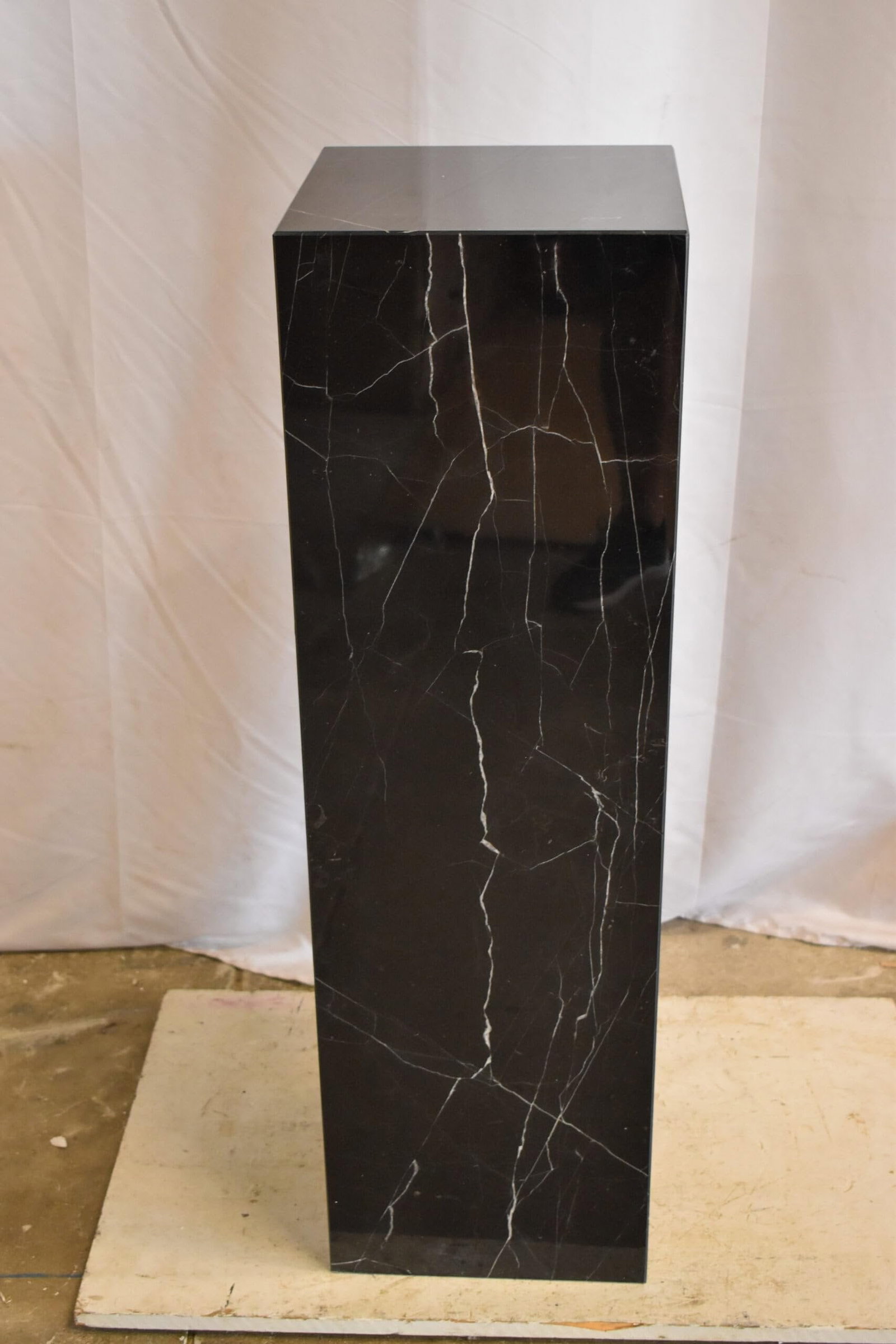 Pedestal For Artwork, Modern Black and White Marble Stone 12" x 12" x 39"H - 10