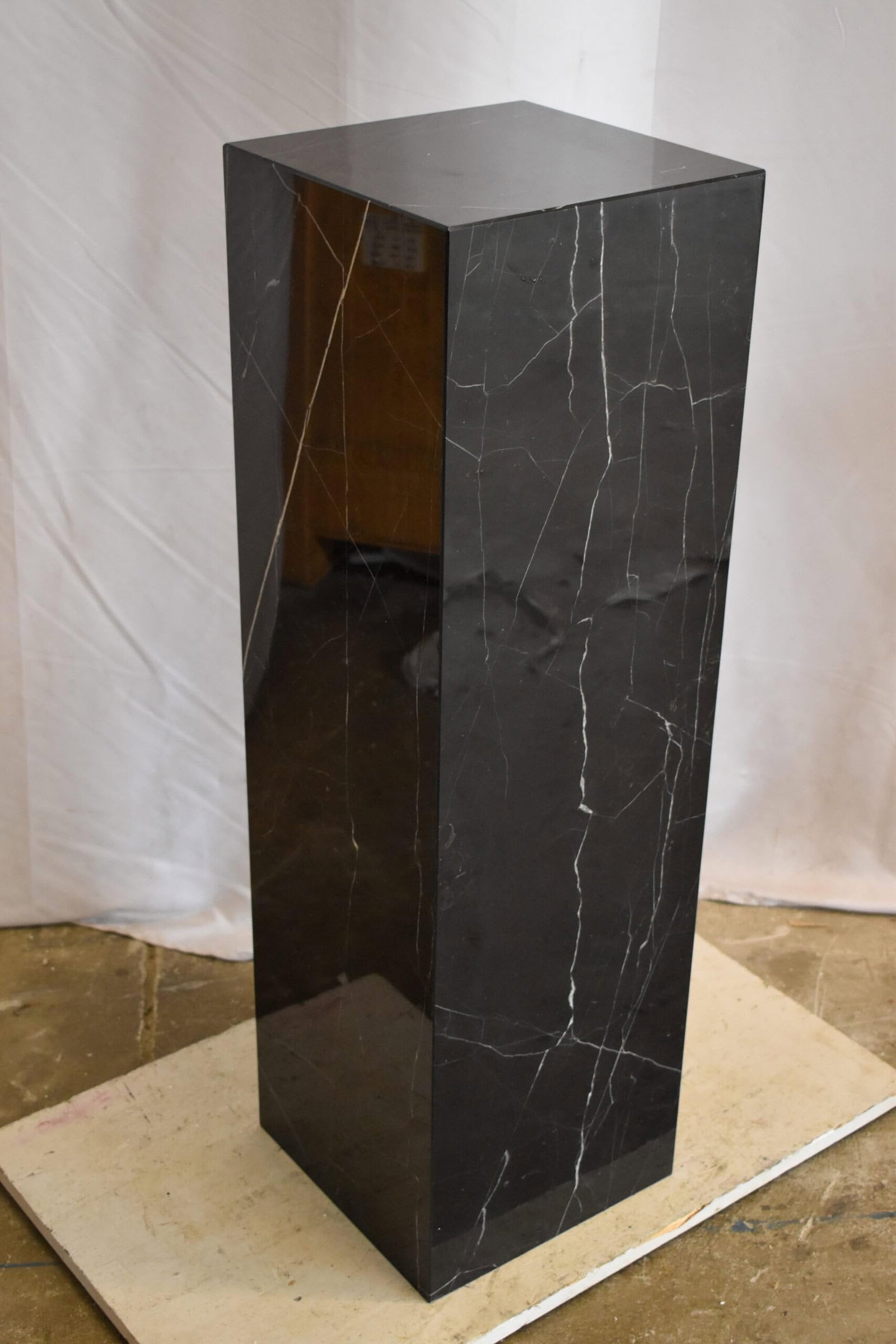 Pedestal For Artwork, Modern Black and White Marble Stone 12" x 12" x 39"H - 4