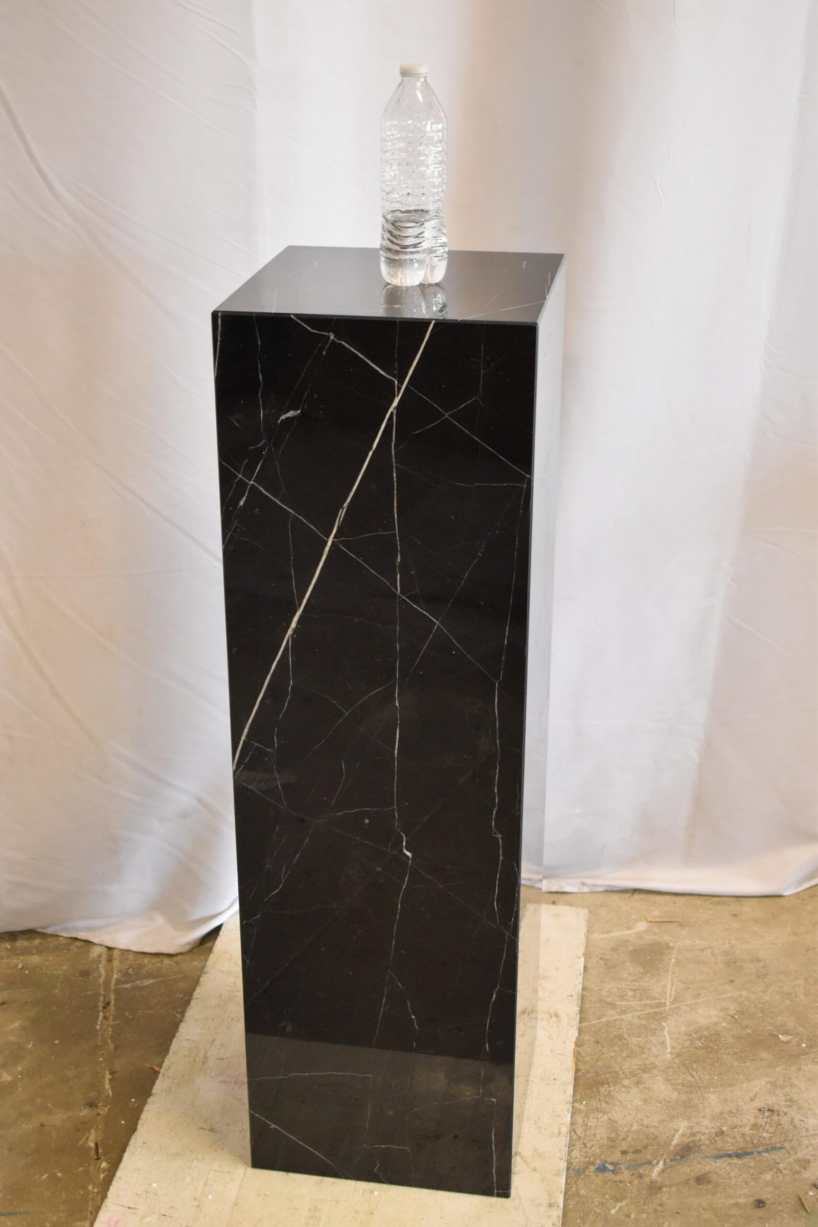 Pedestal For Artwork, Modern Black and White Marble Stone 12" x 12" x 39"H - 5