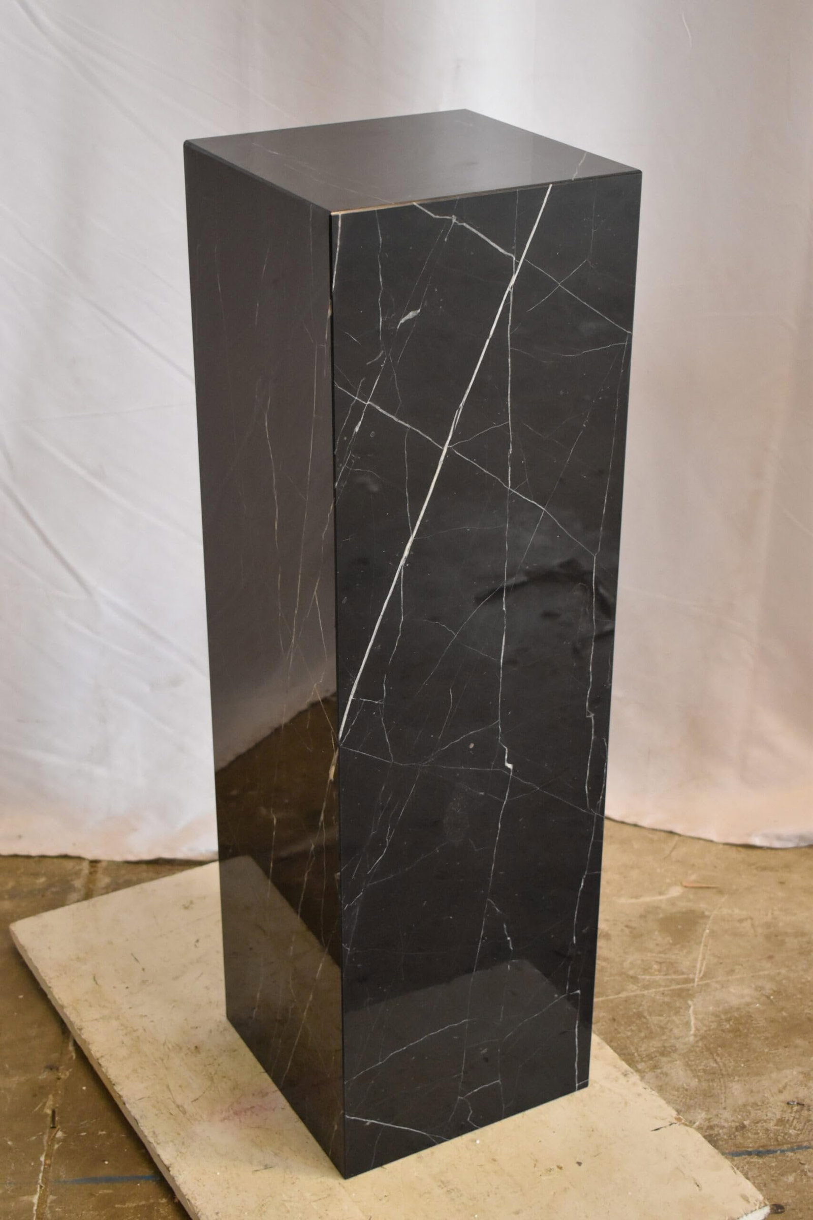 Pedestal For Artwork, Modern Black and White Marble Stone 12" x 12" x 39"H - 6
