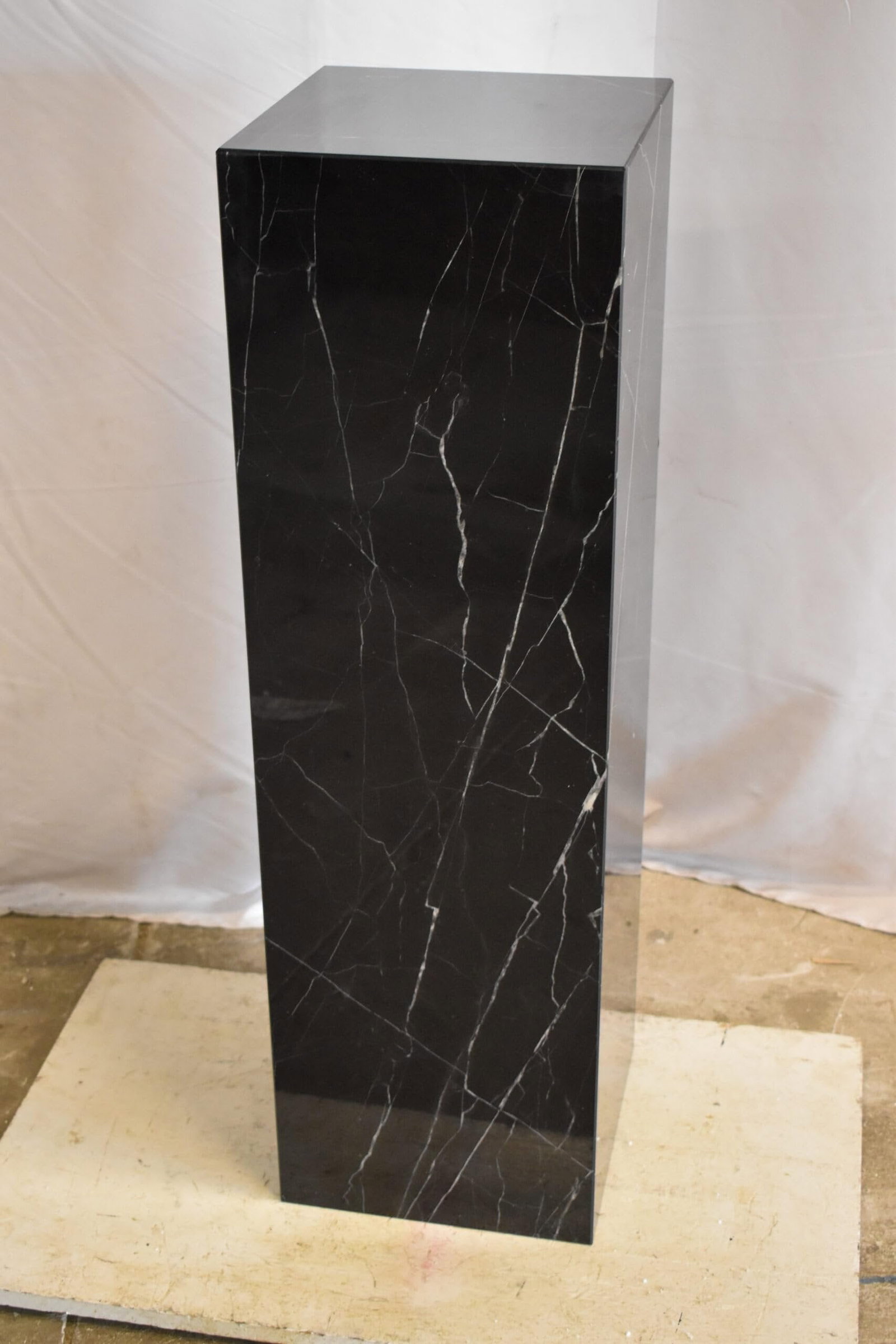 Pedestal For Artwork, Modern Black and White Marble Stone 12" x 12" x 39"H - 7