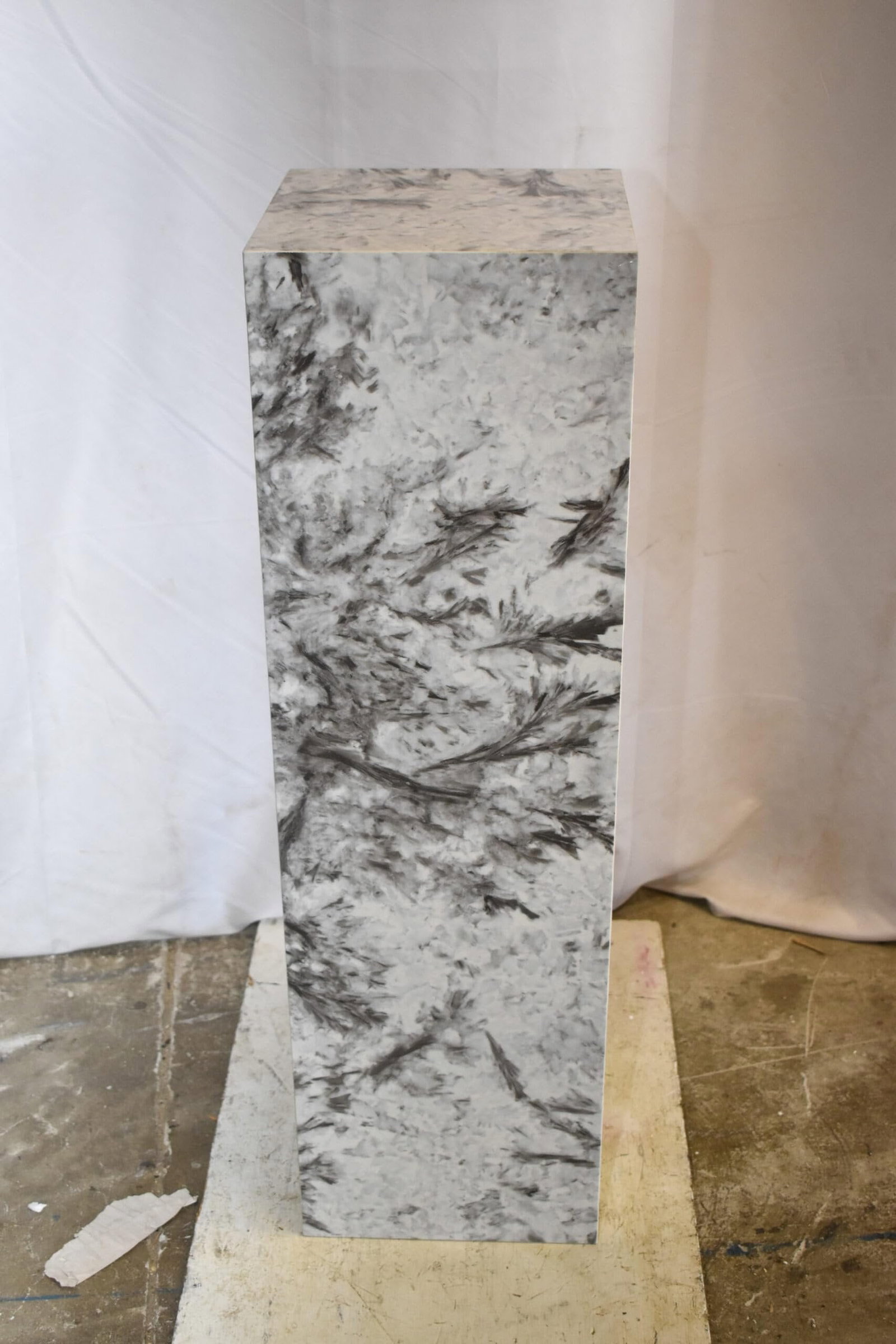 Pedestal For Artwork, Modern Gray Black and White Porcelain. 12" x 12" x 39"H - 11