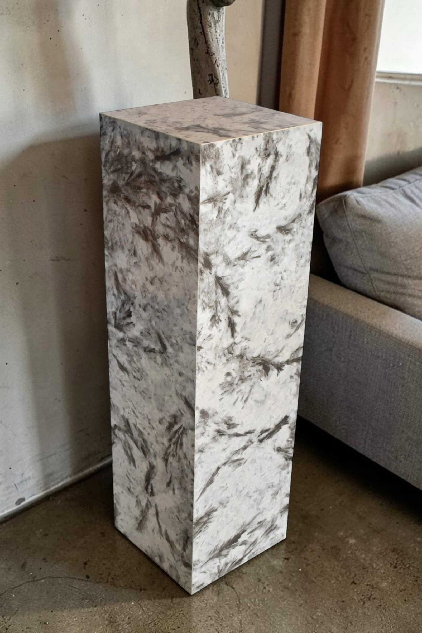 Pedestal For Artwork, Modern Gray Black and White Porcelain. 12" x 12" x 39"H - 2