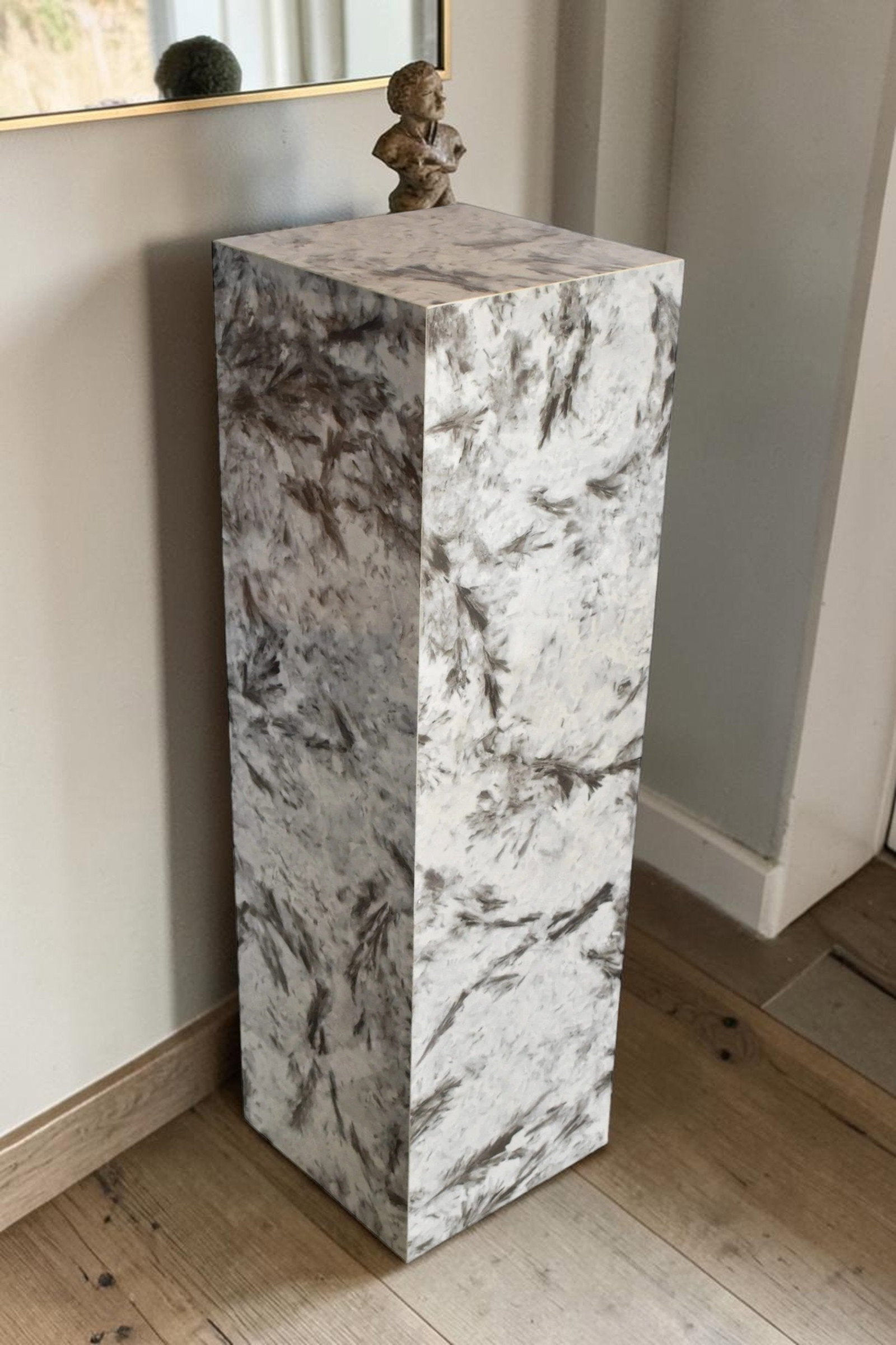 Pedestal For Artwork, Modern Gray Black and White Porcelain. 12" x 12" x 39"H - 4