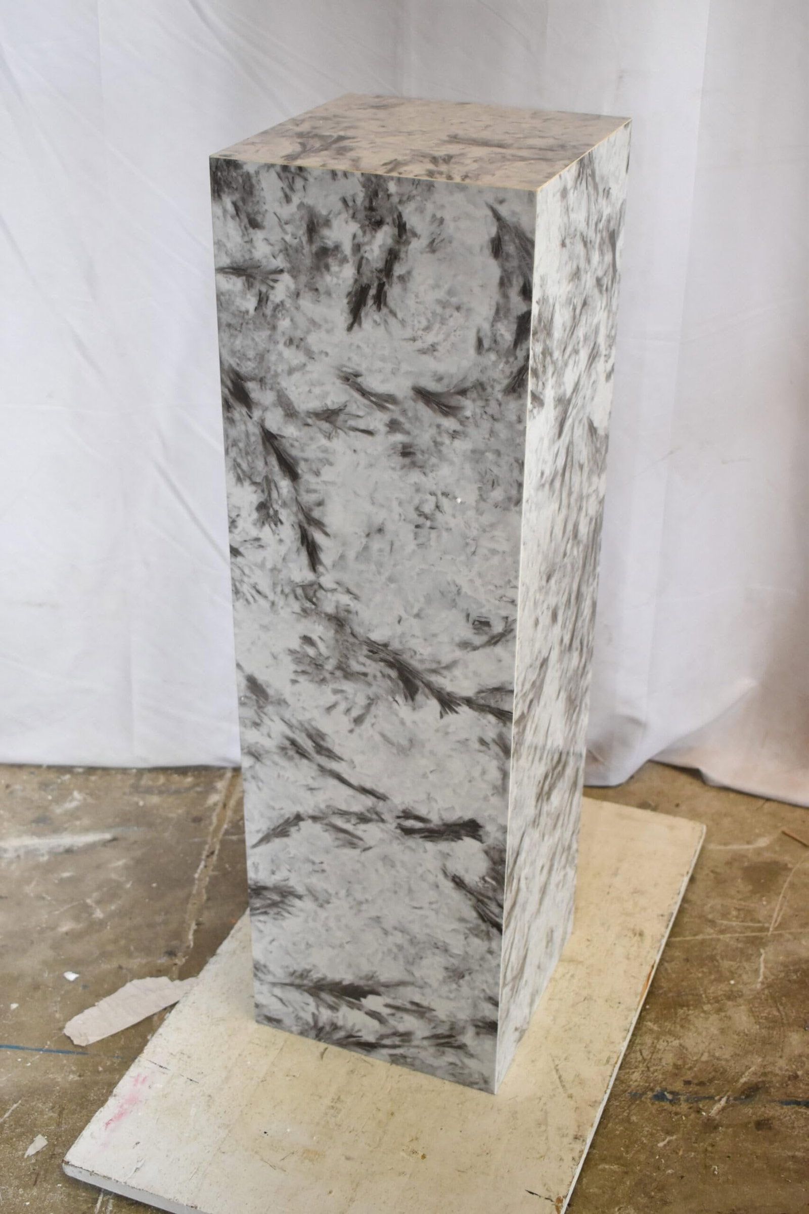 Pedestal For Artwork, Modern Gray Black and White Porcelain. 12" x 12" x 39"H - 5