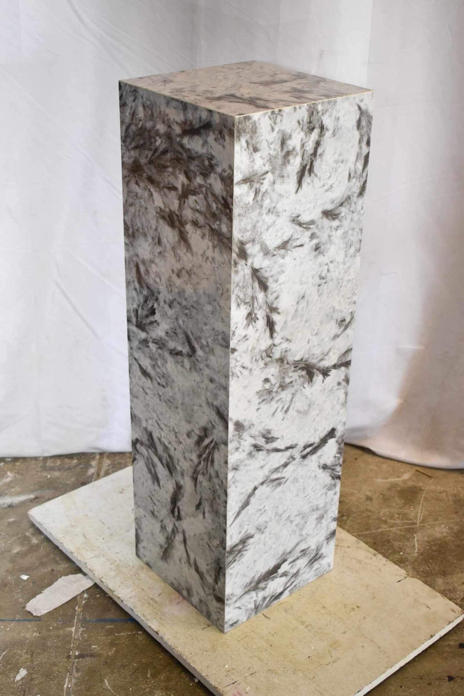 Pedestal For Artwork, Modern Gray Black and White Porcelain. 12" x 12" x 39"H - 6