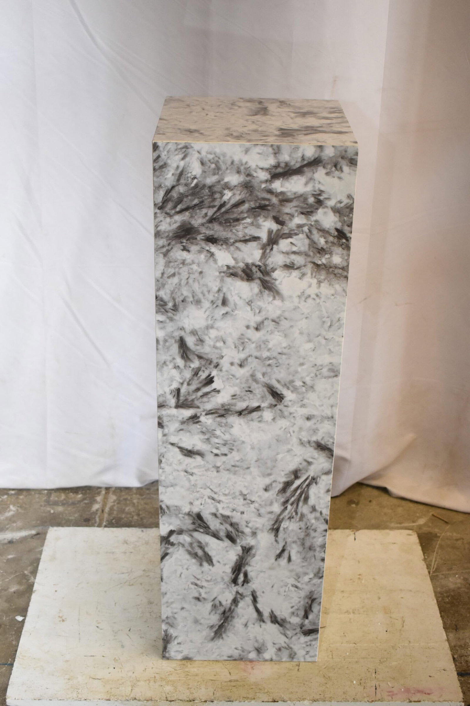 Pedestal For Artwork, Modern Gray Black and White Porcelain. 12" x 12" x 39"H - 7