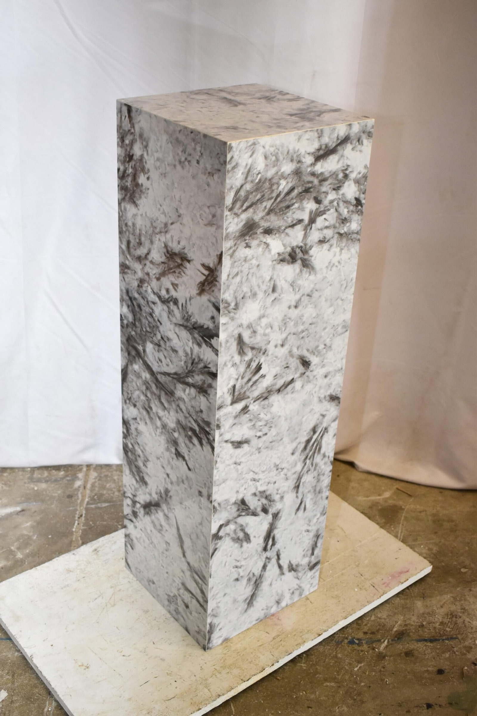 Pedestal For Artwork, Modern Gray Black and White Porcelain. 12" x 12" x 39"H - 9
