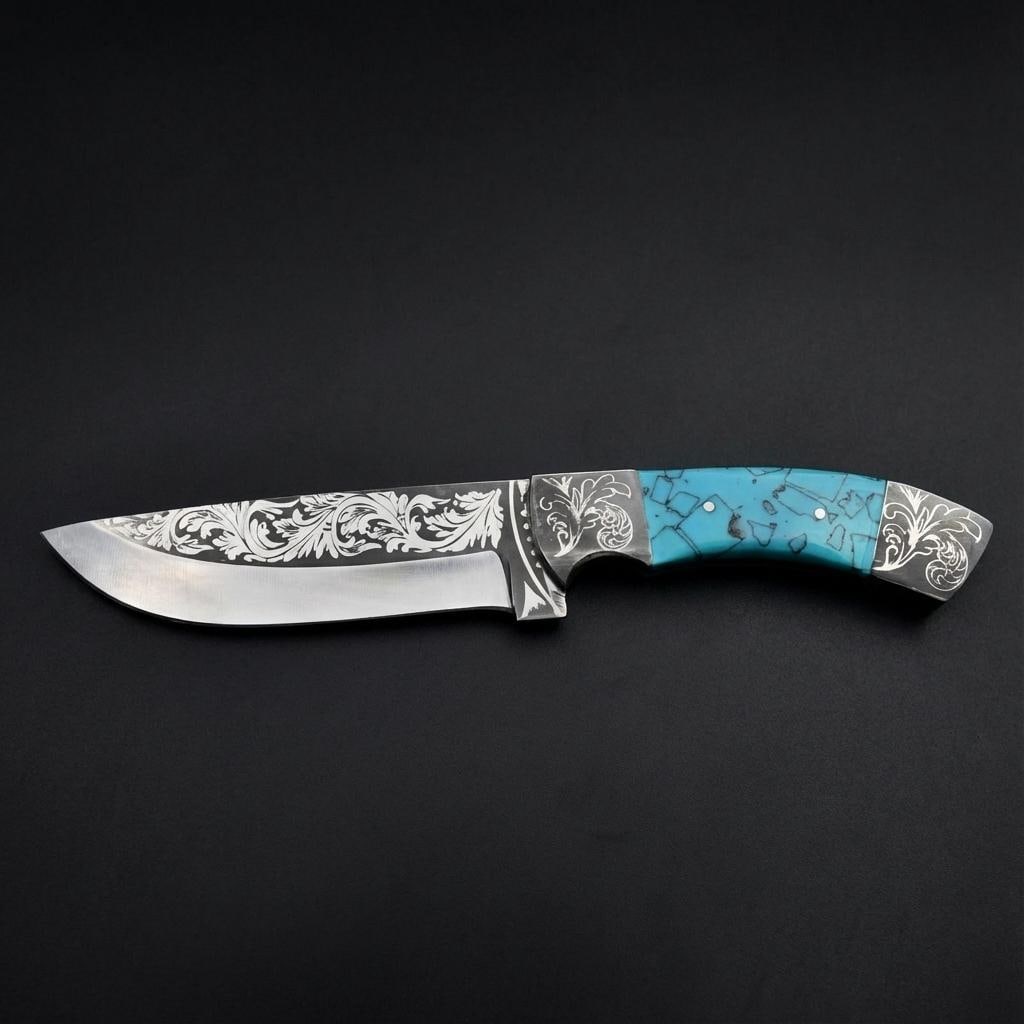 Handmade Hunting Knife 10" Carbon Steel Blade for Camping and Tactical Use w/ Sheath - 4