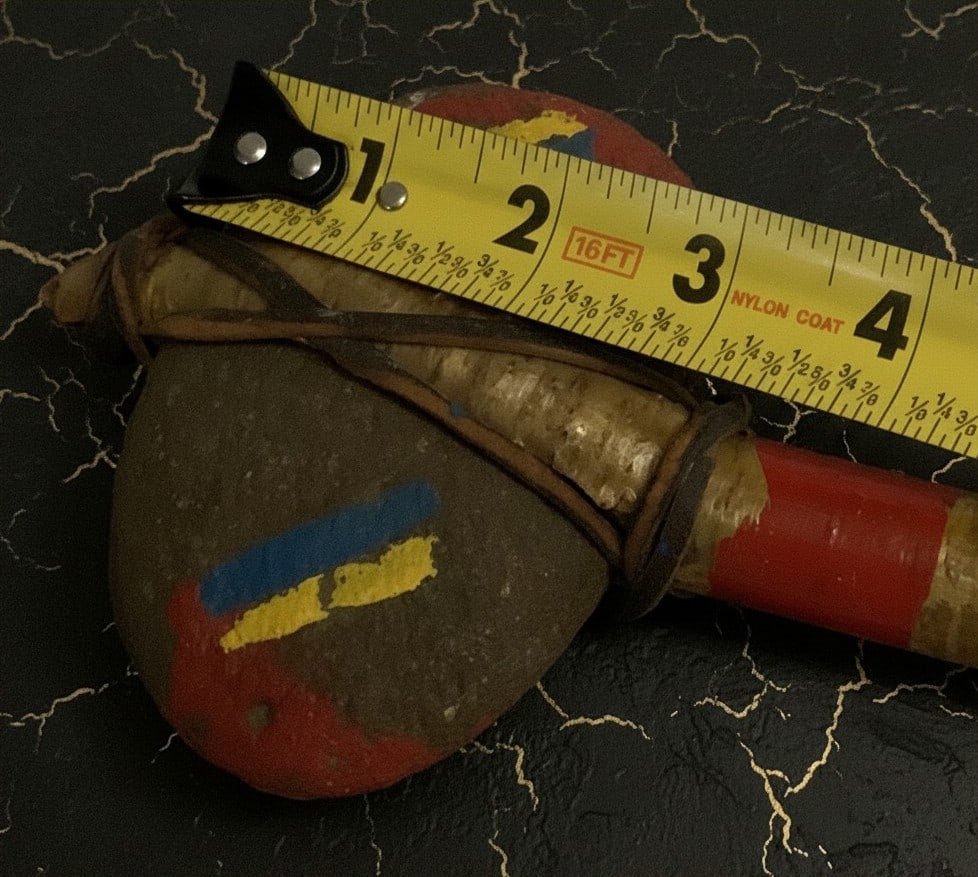 14.5" Hand-Painted Ceremonial Tomahawk Wood and Stone Indigenous Axe - 7