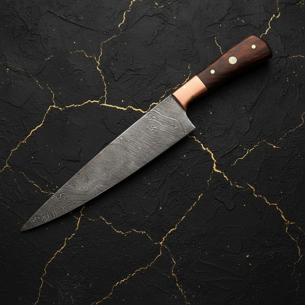 12" Damascus Steel Chef Knife White Deer Handmade Coco Bola Wood Handle (1 of 1)