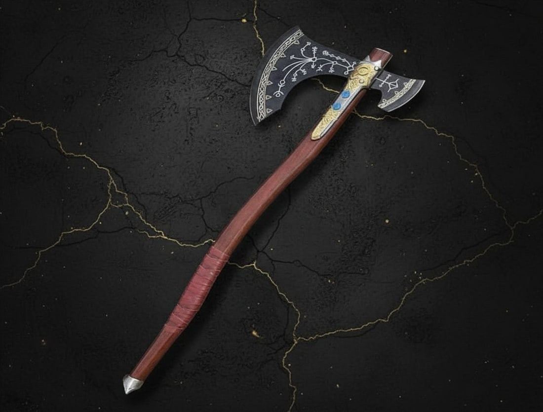 Hand-Forged Carbon Steel Viking Battle Axe Functional Collectible Weapon (1 of 6)