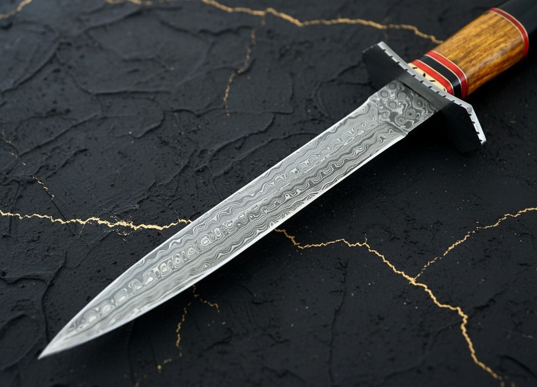 15" Damascus Steel Bowie Knife Hand Forged Wood Handle Hunting Camping Tool - 4