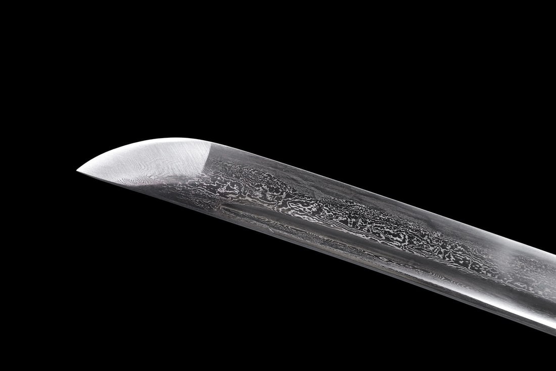 WWII Japanese Pattern 98 Damascus Steel Katana Wood Scabbard Zinc Fittings - 12